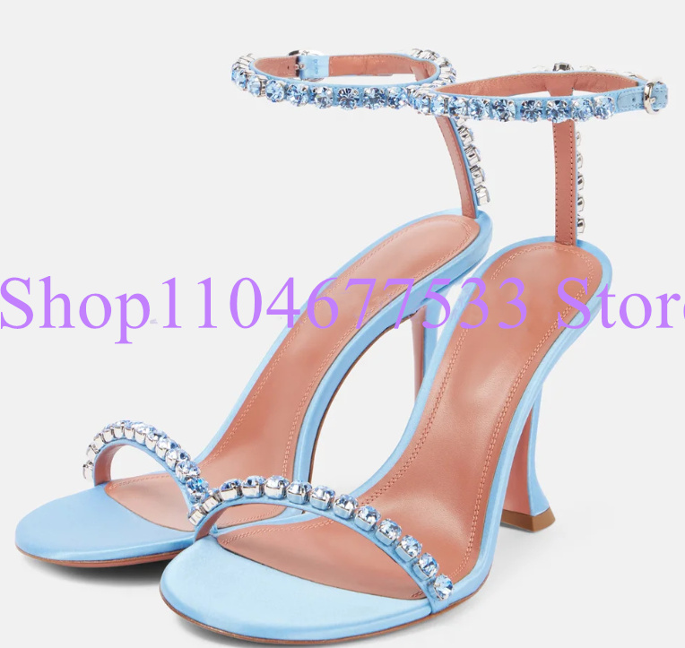 Women'S Shoes Navy Blue - Blue Color Crystal Lady Sandals Fashion