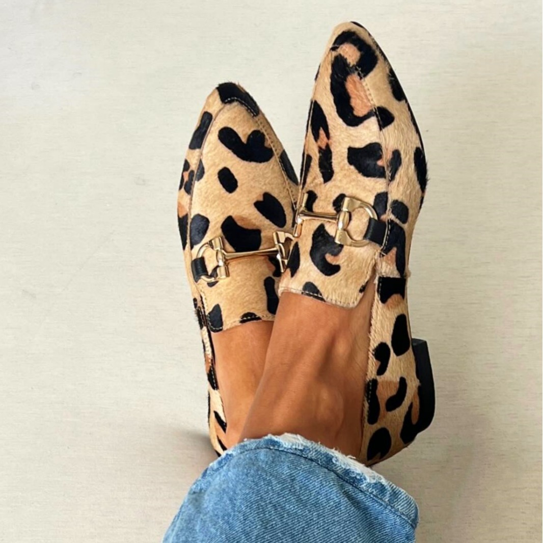 Square Toe Mule - Large Size 40-43 Leopard Print Women's