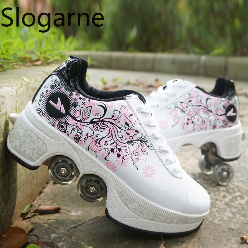 Women Shoes Casual - Women 4 Wheels Deformation Roller Skates