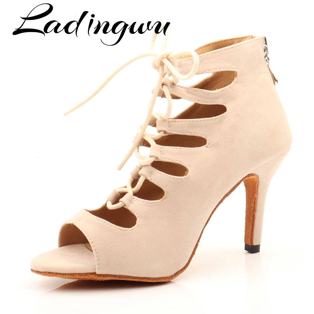 Women'S Shoes Z - Ladingwu Beige Suede High-top Dance Shoes