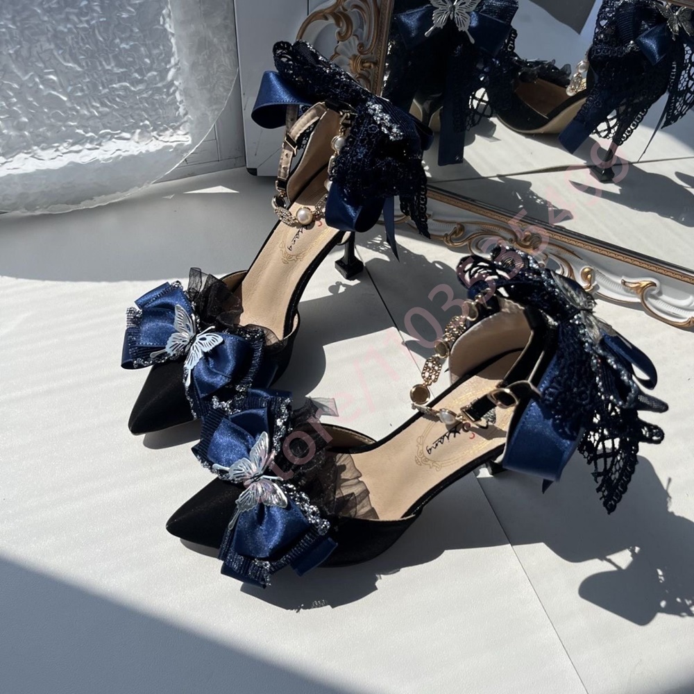 2026 New Satin Pointed Toe Hee - огляд і ціна Women'S Shoes Navy Blue