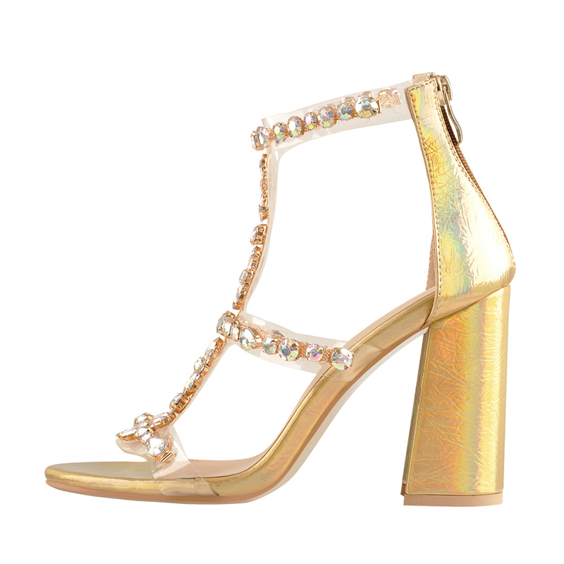 Onlymaker Women Gold Rhineston - огляд і ціна Clear Strap Heel