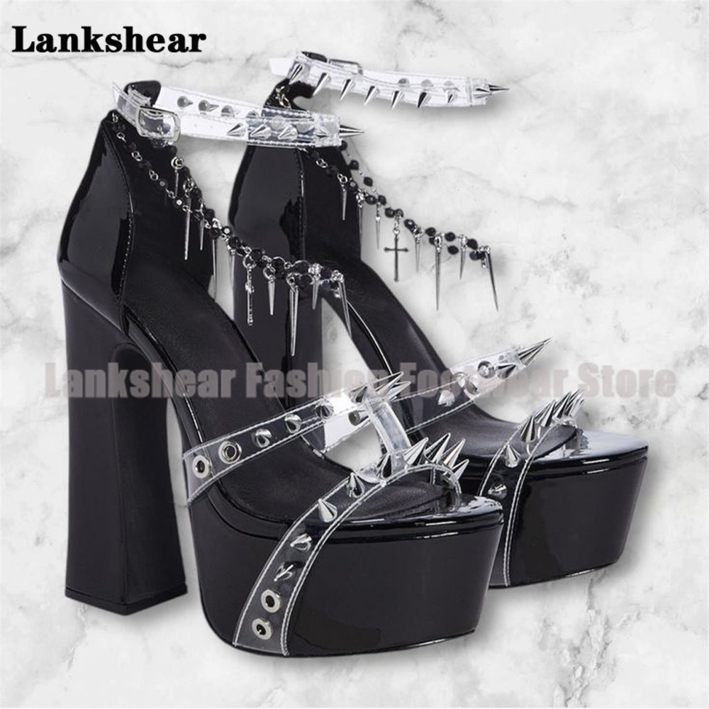 Platform Studded Clear Pvc San - огляд і ціна Clear Strap Heel