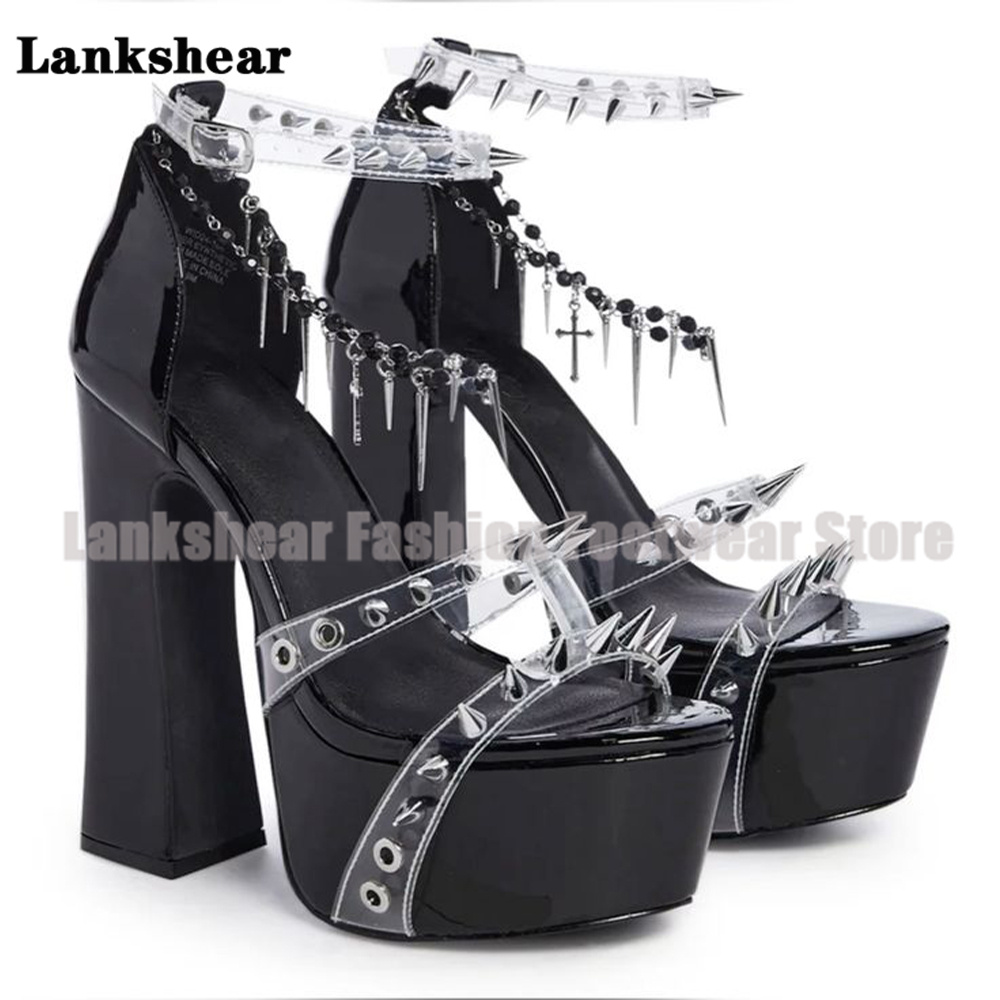 Platform Studded Clear Pvc San - огляд і ціна Clear Strap Heel