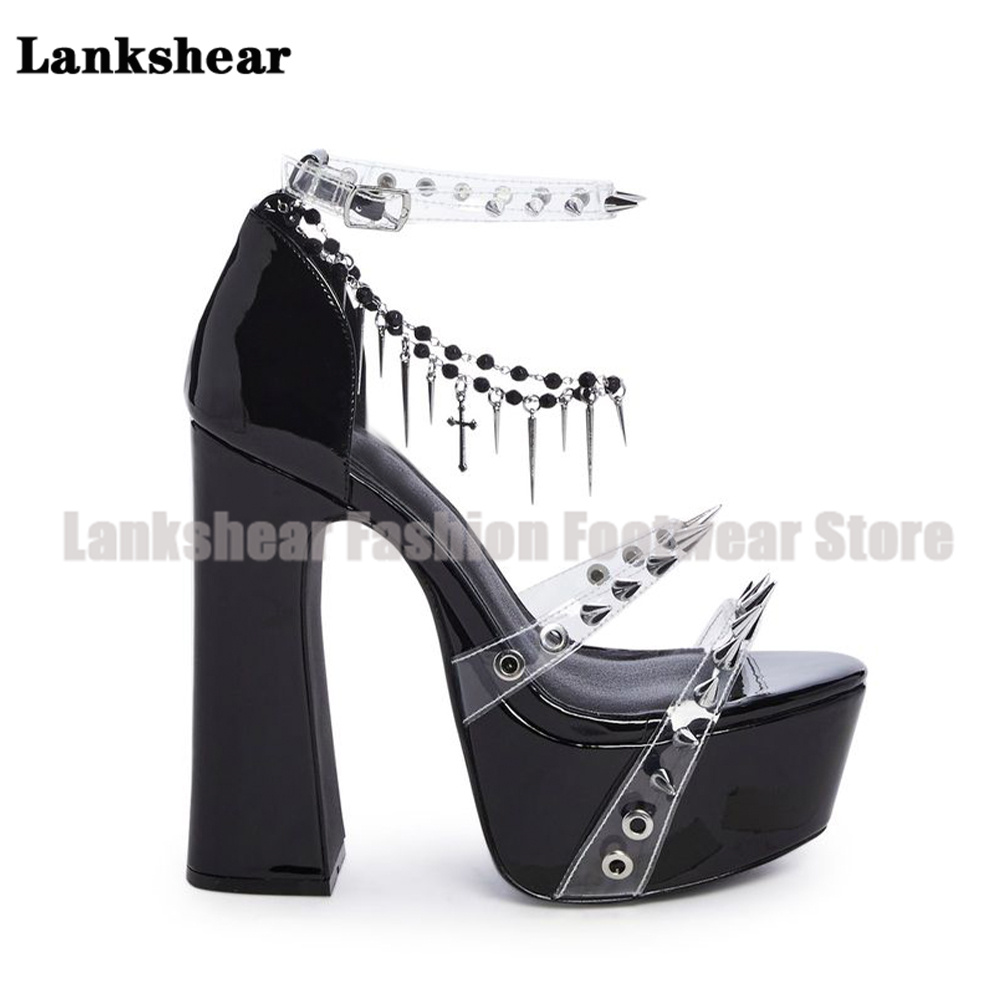 Platform Studded Clear Pvc San - огляд і ціна Clear Strap Heel