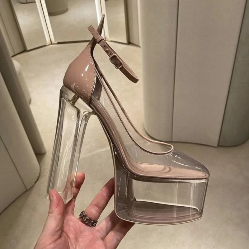 Crystal Transparent Heel Platf - огляд і ціна Clear Strap Heel