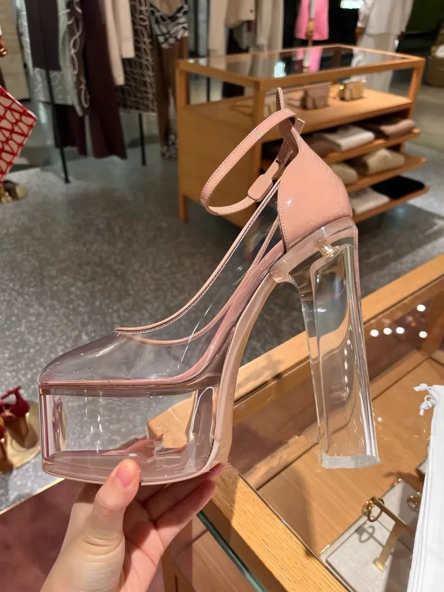 Crystal Transparent Heel Platf - огляд і ціна Clear Strap Heel
