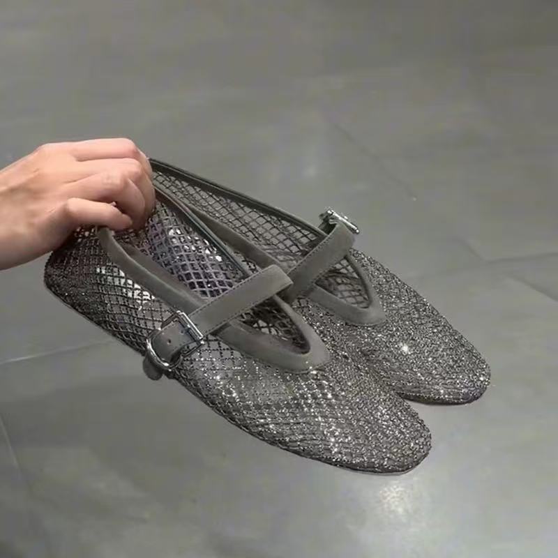 Hollow Rhinestone Baotou Sanda - огляд і ціна Square Toe Mule