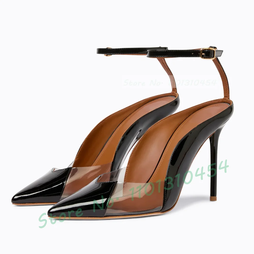 Black Pointy Clear Pvc Sandals - огляд і ціна Clear Strap Heel