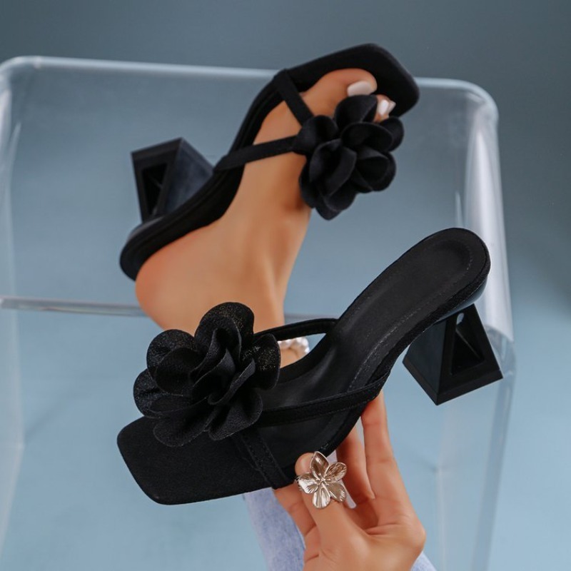 Womens 3D Flower Decor Sandals - огляд і ціна Square Toe Mule