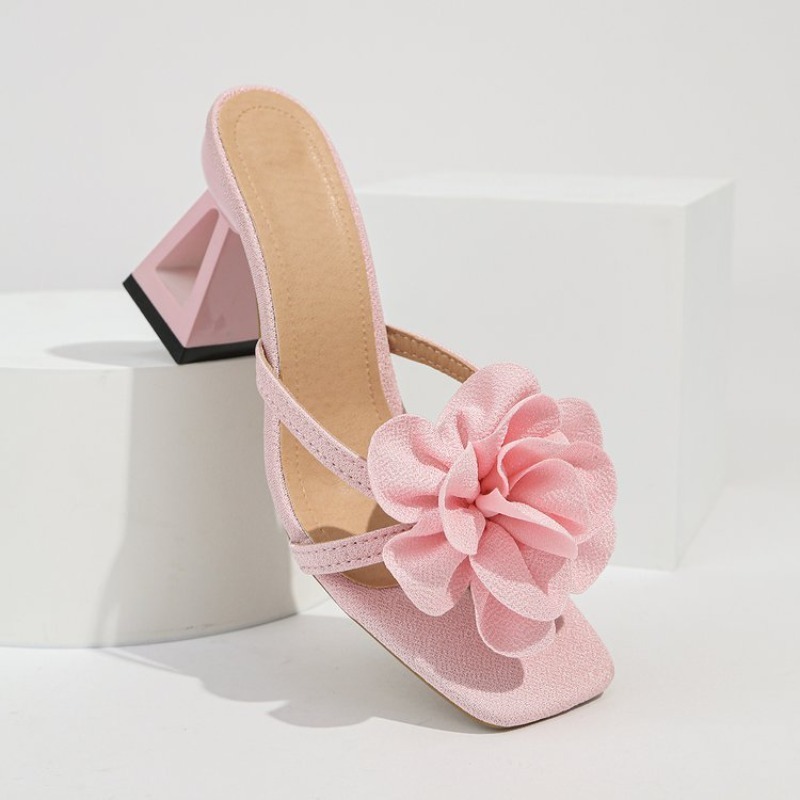 Womens 3D Flower Decor Sandals - огляд і ціна Square Toe Mule