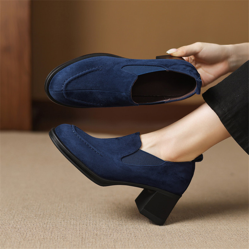 New Spring/Autumn Sheep Suede  - огляд і ціна Women'S Shoes Navy Blue