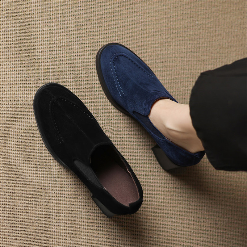 New Spring/Autumn Sheep Suede  - огляд і ціна Women'S Shoes Navy Blue